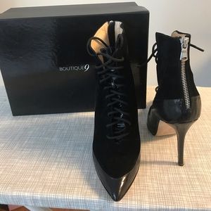 Black Sued Patent Leather